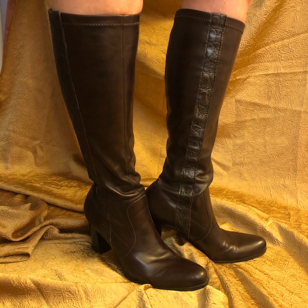 Franco Sarto vegan leather high heeled boots sz 9